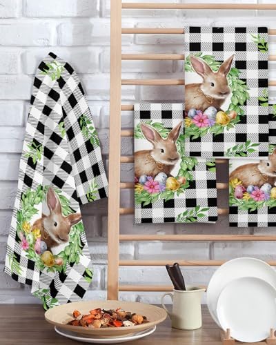 Easter Bunny Waffle Towels Quick-Dry Absorbent Perfect for Kitchen Bathroom