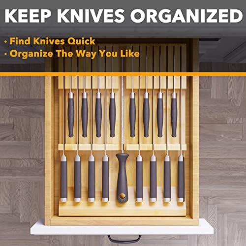 SpaceAid Bamboo Knife Block Kitchen Organizer for Drawers