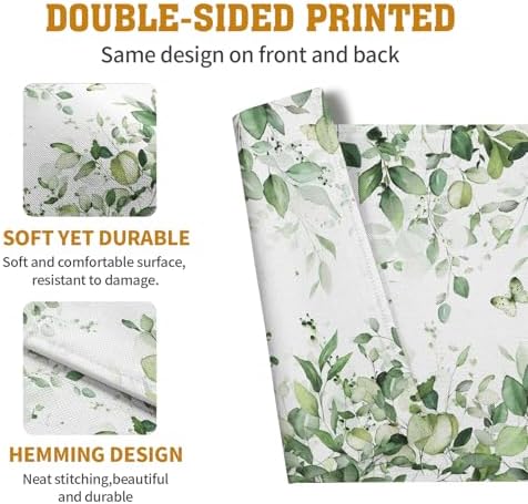 Sage Green Leaf Place Mats Set of 4 Eucalyptus Leaves Placemats 1218 Inch