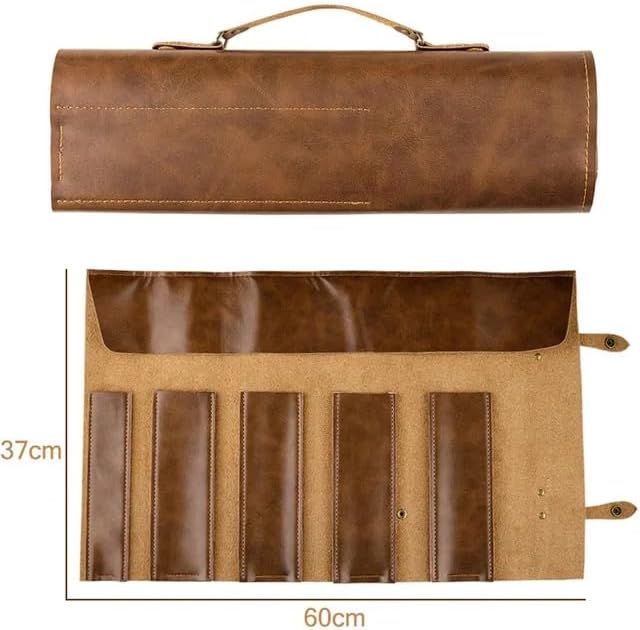 Professional Chefs Knife Roll Bag Leather Carry Case Study Outdoors Kitchen BBQ
