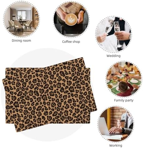 Chic Leopard Print Placemats for Dining