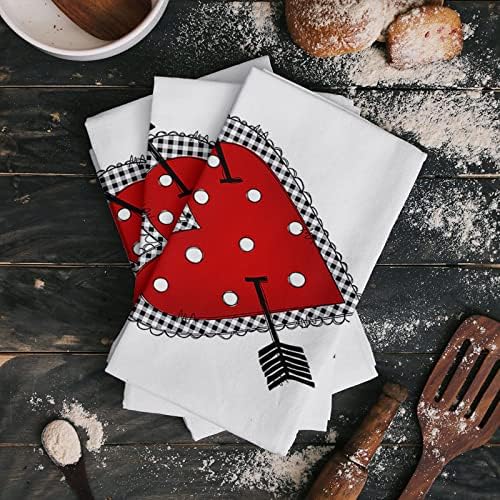 Homie Kitchen Towels Heart Design Red Microfiber 18x28 2-Pack