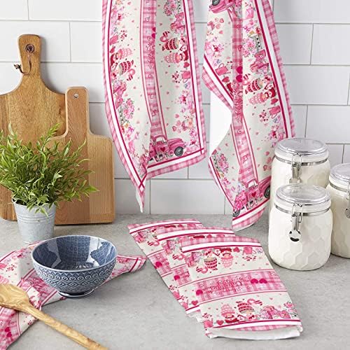 Pink Gnomes Microfiber Kitchen Towels Set