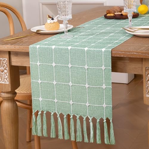 DeZerlor Premium Linen Boho Table Runner