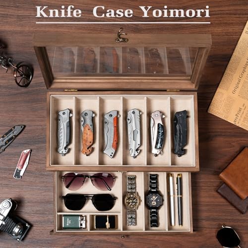 Beautiful Wooden Knife Display Case with 9 Knives