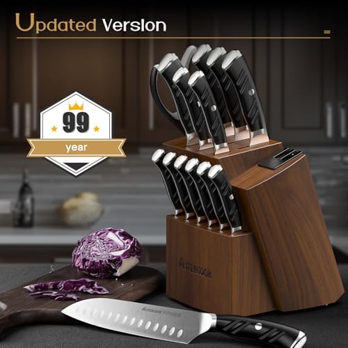 Premium German Steel Knife Set with Dual Sharpener Aesthetic Handle Design