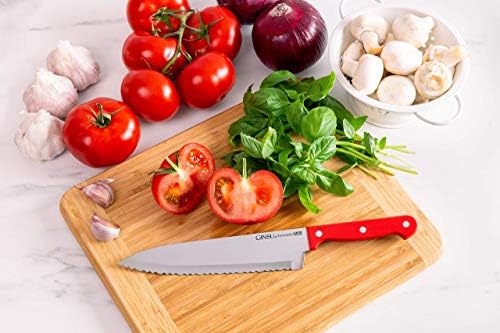 GINSU 14-Piece Knife Set - Red with Black Block Dishwasher Safe Always Sharp
