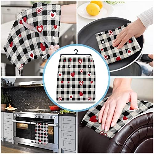 ZOE GARDEN Rustic Plaid Black Dish Towels 4-Pack