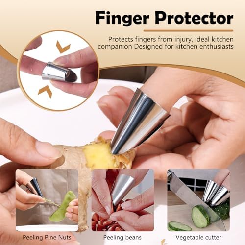 Stainless Steel Finger Guards Set for Cooking Safety