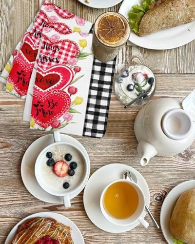 Valentines Day Waffle Kitchen Hand Towels Set of 3