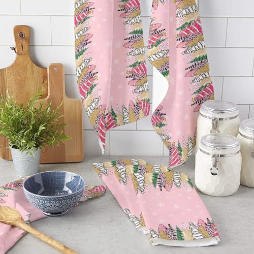 Pink Christmas Tree Microfiber Kitchen Towels