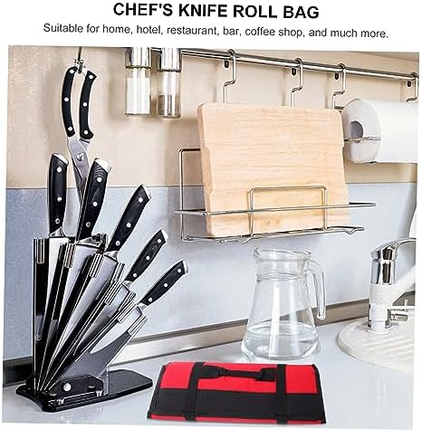 1pc Roll 22 Knife Bag Chef Tool Organizer Red Oxford Cloth