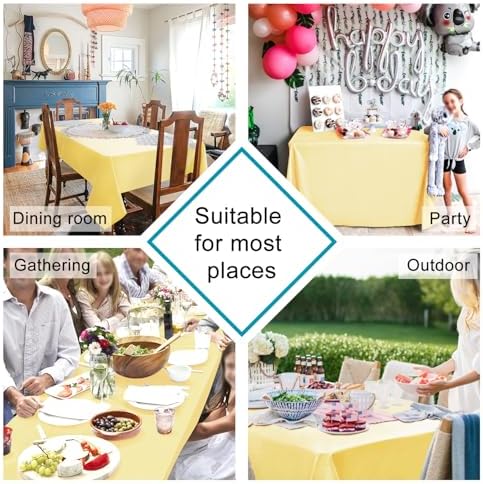 Hiasan 70x70 inch Water-Resistant Tablecloth for 6 Foot Tables
