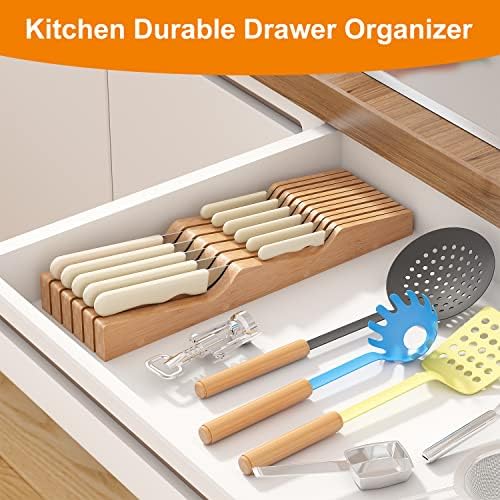 GHWIE Bamboo Knife Block Organizer for Drawer