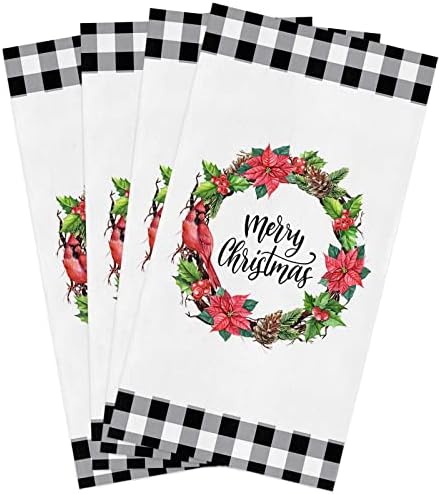 Winter Poinsettia Kitchen Towels Microfiber Absorbent Quick-Dry Eco-Friendly ZOE GARDEN