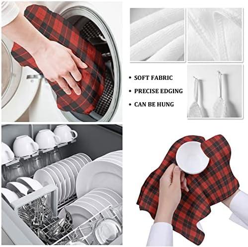 ZOE GARDEN Christmas Kitchen Towels Rustic Retro Buffalo Plaid