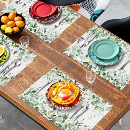 Sage Green Leaf Place Mats Set of 4 Eucalyptus Leaves Placemats 1218 Inch