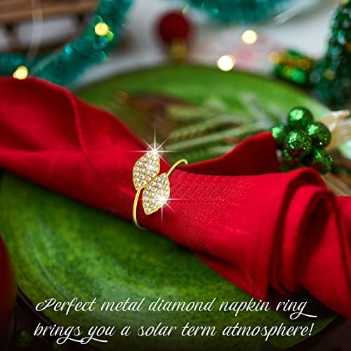 Hotop 100-Piece Gold Bling Napkin Rings Set Featuring Rhinestone Design