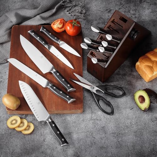 Zongchuan 15 Pcs Sharp Knife Set with Block and Sharpener