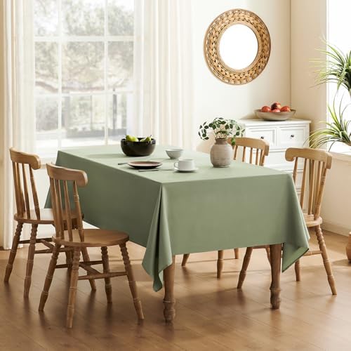 Veblandy Textured Tablecloth for Kitchen Dining Sage Green