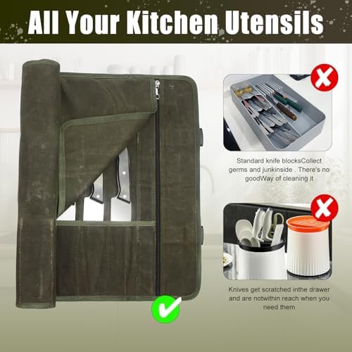 QEES Durable Chefs Knife Roll Bag