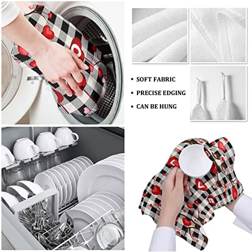 Love-Tree Plaid Kitchen Towels - Saint Valentines Day Design - 4 x 18x28 inch