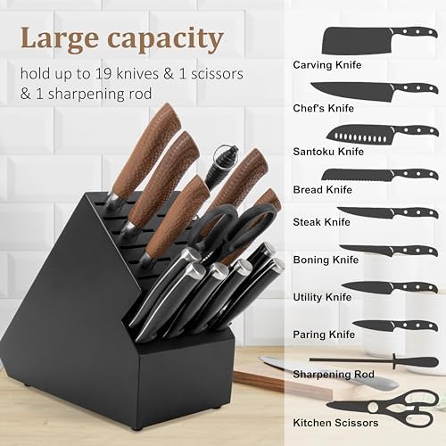 20 Slot Acacia Wood Kitchen Knife Block Organizer