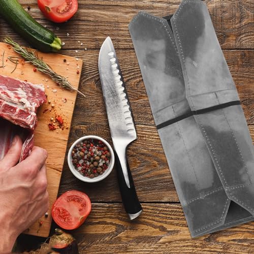 VANZACK Waxed Canvas Chef Roll Bag Case - Heavy Duty Kitchen Tool Storage