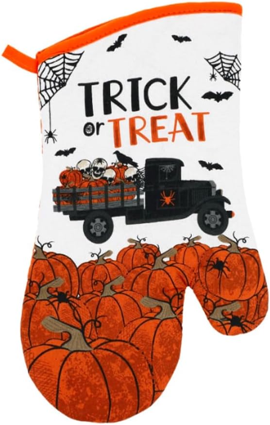 Modern Farmhouse Halloween Kitchen Towel Set with Pot Holders Oven Mitt