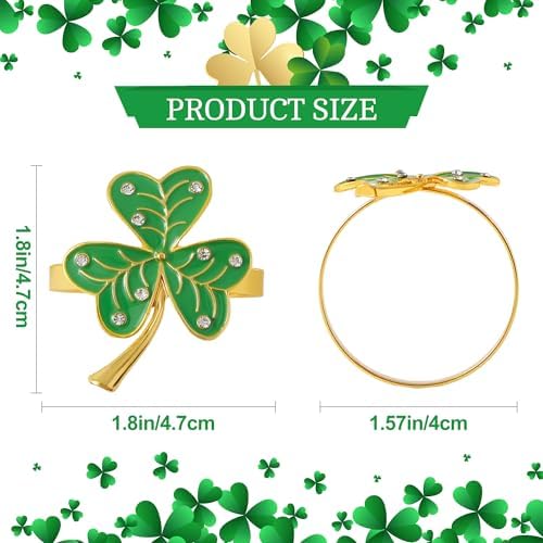 St Patricks Day Shamrock Napkin Rings Set of 12