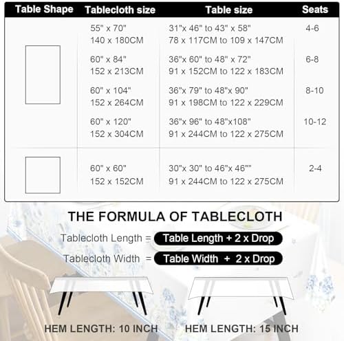 Rustic Blue Floral Tablecloth