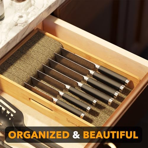 SpaceAid Bamboo Knife Organizer for Drawers