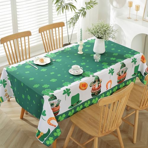 St Patricks Shamrock Tablecloth Rectangle 60x120 Inch Durable Washable