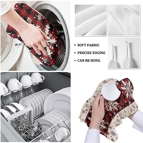 ZOE GARDEN Christmas Snowflake Dish Towels 2 Pack Red Black 18x28