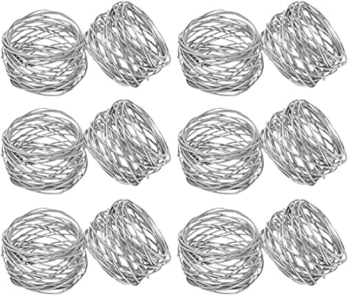 SKAVIJ 2 Inch Silver Napkin Rings Set of 12
