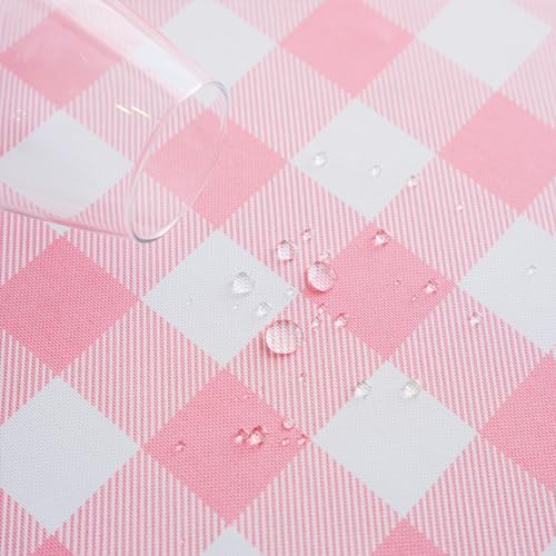 Elegant Pink Gingham Tablecloth for Cozy Kitchen Settings