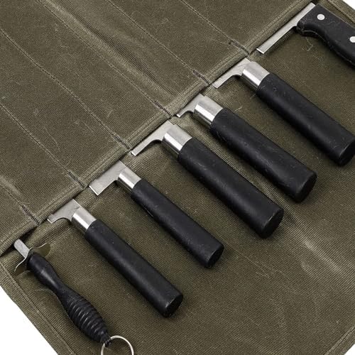 Compact Canvas Knife Holder with 7 Sections for Cooking Enthusiasts