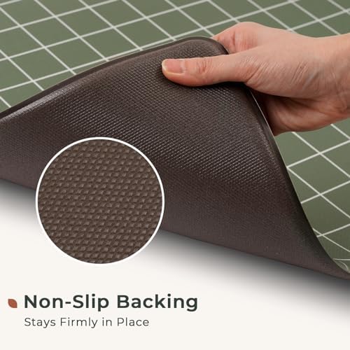 FRESHMINT 2-Piece Kitchen Mat Set Anti-Fatigue Plaid Windowpane Kitchen Mat