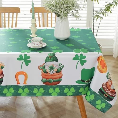 St Patricks Shamrock Tablecloth Rectangle 60x120 Inch Durable Washable