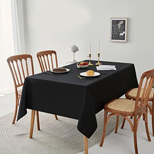 Romanstile Rectangle Tablecloth - Waterproof Wrinkle Resistant Washable 60x102 inch Black