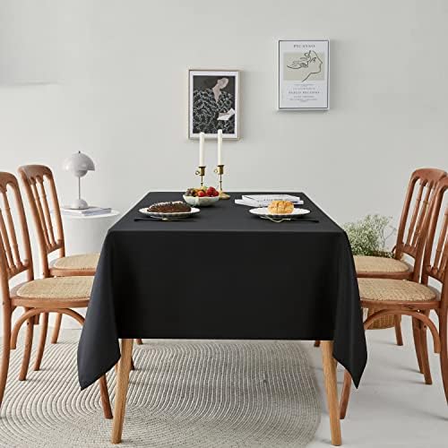 Romanstile Rectangle Tablecloth - Waterproof Wrinkle Resistant Washable 60x102 inch Black