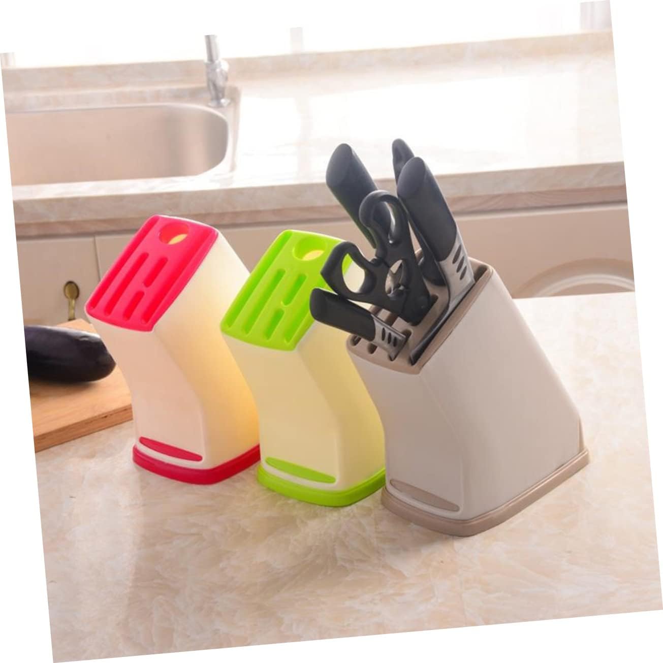 Premium Kitchen Knife Holder with Drain Tool and PP Safety