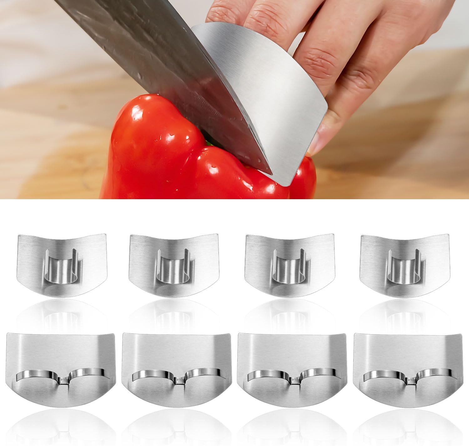 8pcs Stainless Steel Finger Guards with Open-Ring Design