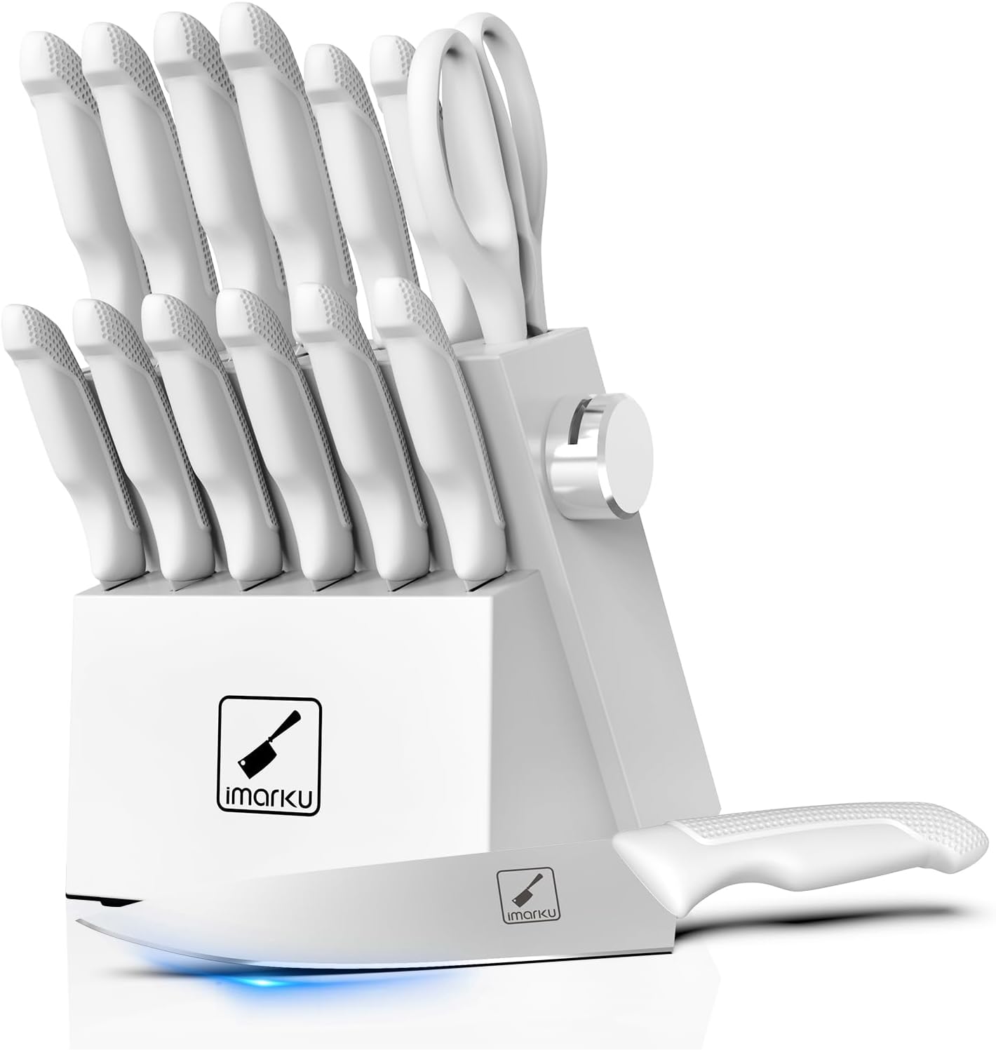 Premium 14-Piece Stainless Steel Knife Set With Block Sharpener Dishwasher Safe