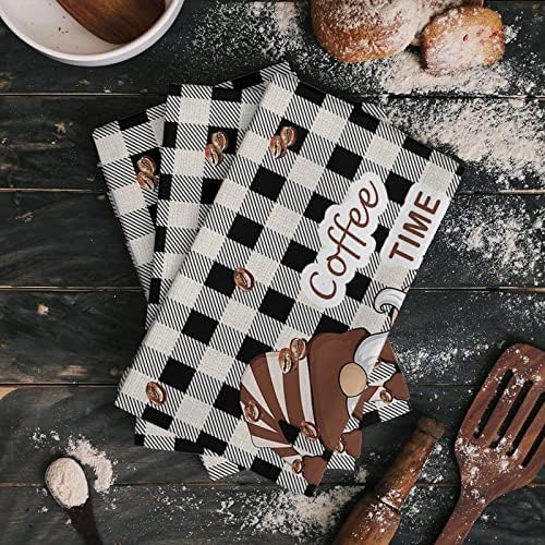 ZOE GARDEN Black White Plaid Kitchen Towels