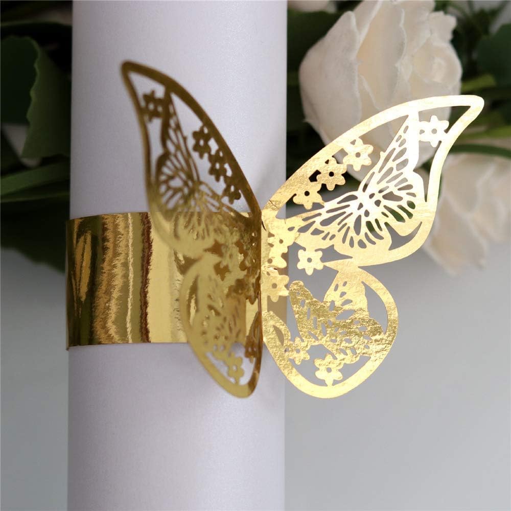 Lavandi Elegant 3D Butterfly Napkin Ring Set