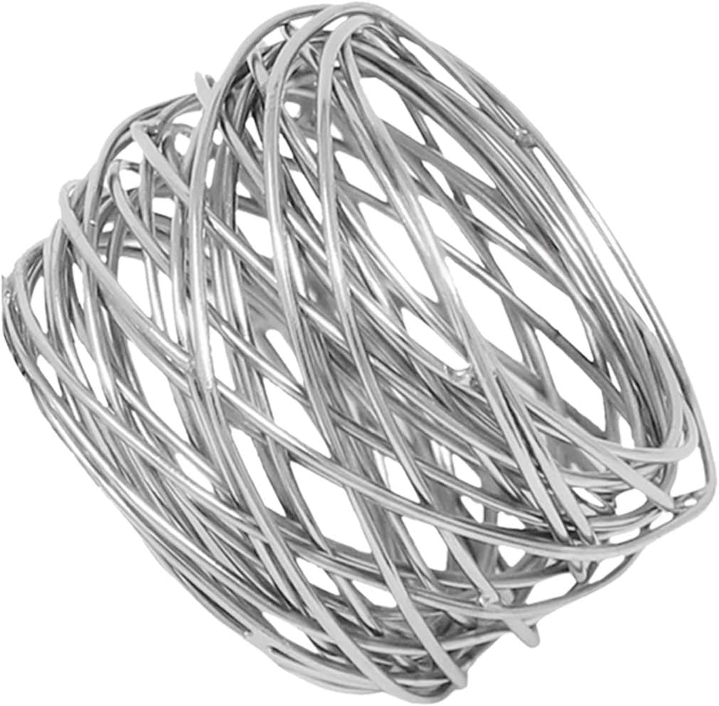 SKAVIJ 2 Inch Silver Napkin Rings Set of 12