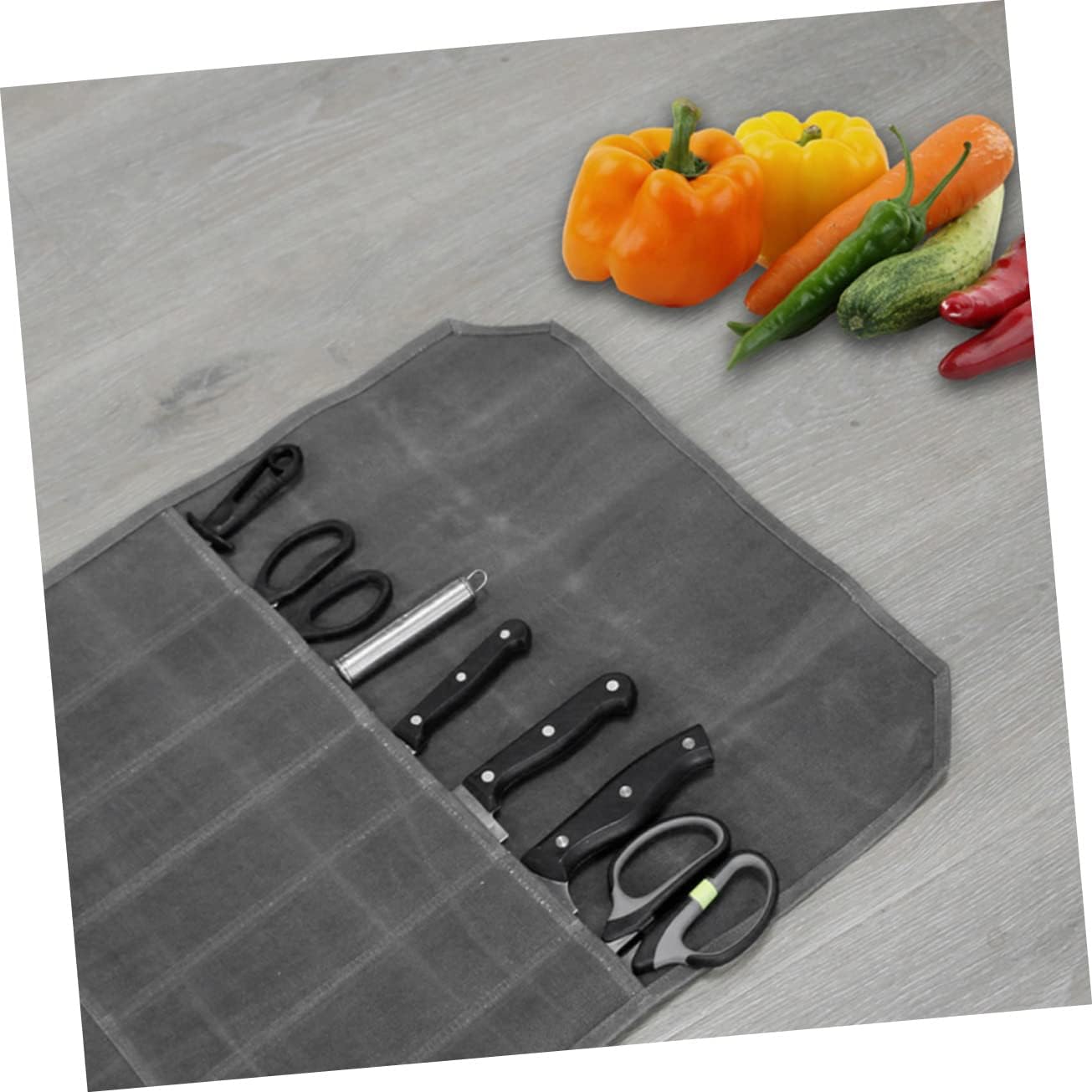KICHOUSE Canvas Knife Storage Bag for Chef Knives and Cutlery