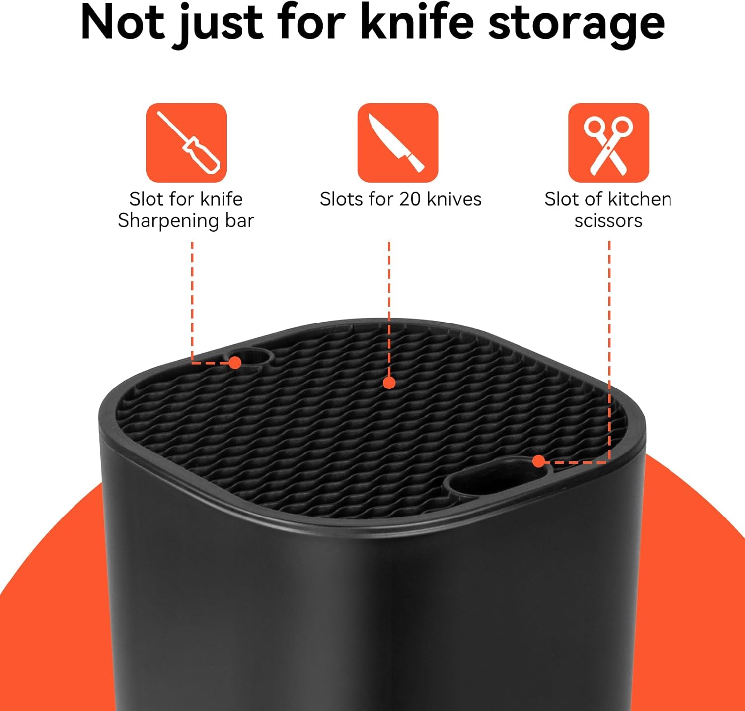 Large-Capacity Knife Block with Slots for Easy Storage