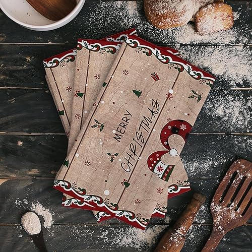 ZOE GARDEN Christmas Kitchen Towels 2 x 18x28 Plaid Brown Set